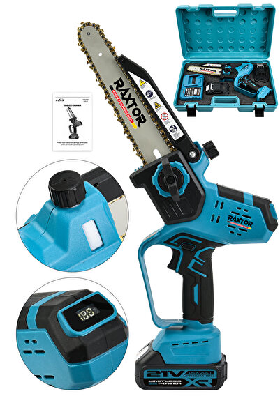 RAXTOR 36v Çift Akü Otomatik Yağlamalı El Testeresi Ağaç Odun Dal Kesme Budam...