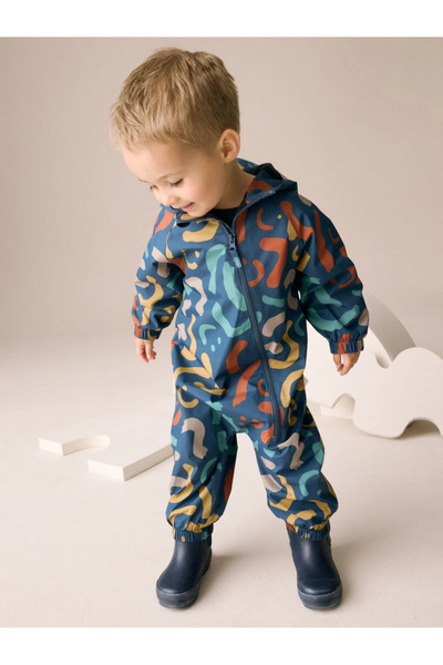 Next Baby Çok Renkli Gülümseme Baskılı Su Geçirmez Polar Astarlı Yağmurluk As...