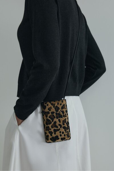 Suud Collection Brown Mia Leopard Phone Bag