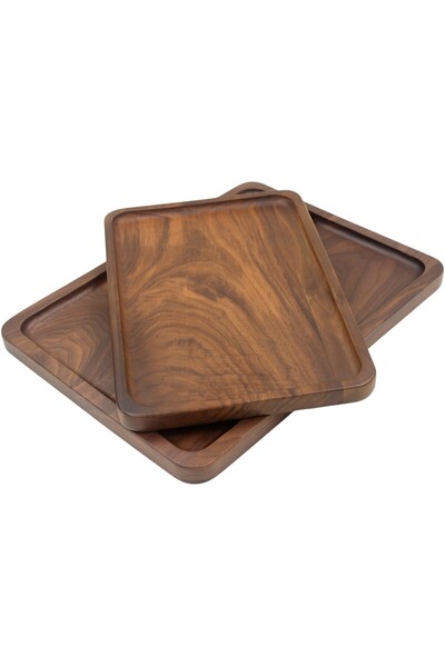 OK Wood Set of 2 Premium Wooden Presentation Tray – 29X39 cm & 23X34 cm – Food Dessert Tea Coffee Serving Tray