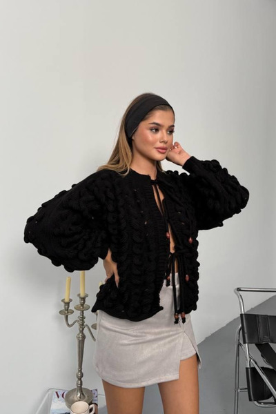 thesunfyre Cardigan casual cu mâneci lungi, tricotat cu cablu, scobit, pentru...