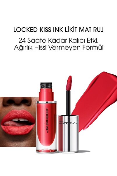 M.A.C RUBY TRUE Locked Kiss Ink 24 Saate Kadar Kalıcı Suya Dayanıklı Likit Ma...