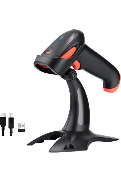 Genel Markalar HW0002 Kablosuz Barkod Okuyucu, 1D/2D/QR Kod Tarayıcı, Bluetooth/2.4G/USB 3’ü 1 Arada, Titreşi
