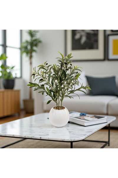 Casco Elegant artificial olive branches in a white round pot, 150 cm