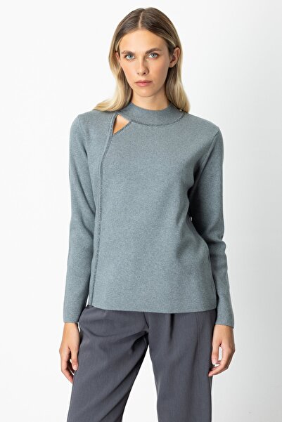 On Fashion On Pencere Detailed Stone Sweater -65372
