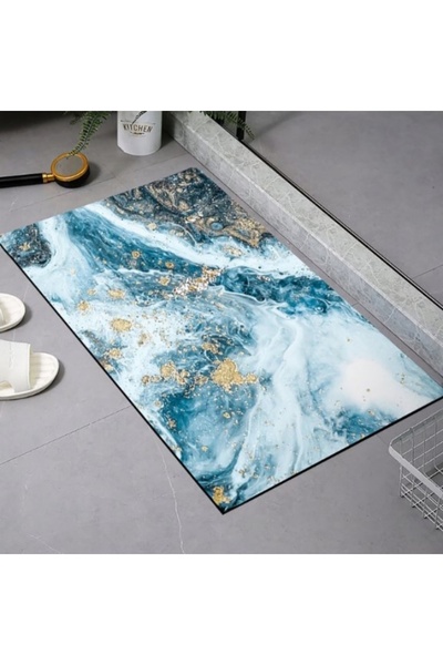 KESNUP Bath mat, elegant design, 80 x 50 cm, Blue