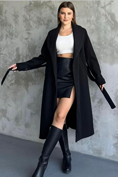 thesunfyre Palton de lână pentru femei, căptușit, cu curea, cu detaliu de rupere, croială regulară