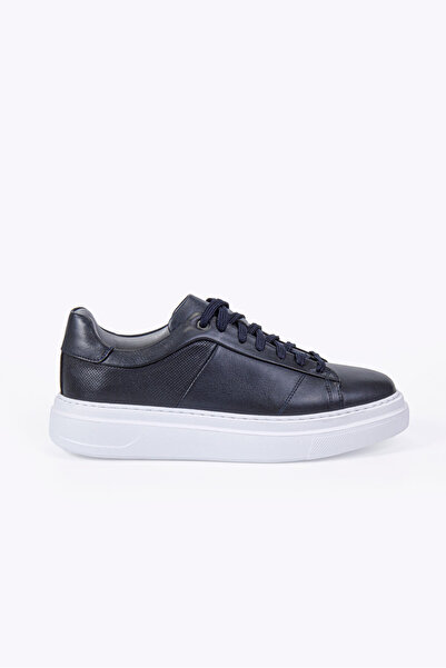 Vantaggio Volt Navy Blue Inside and Outside 100% Genuine Leather Men's Sneaker Shoes