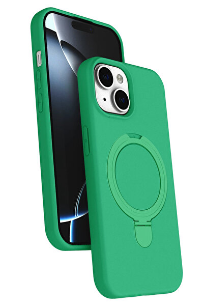 Nezih Case Apple iPhone 14 Plus / 15 Plus Uyumlu İçi Kadife Stand Olabilen Ha...