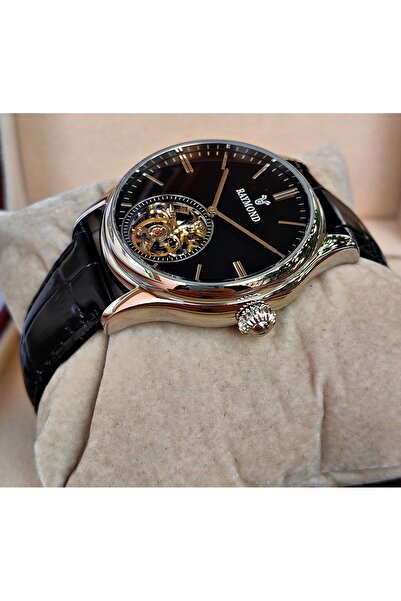 Raymond Black Dial Steel Automatic Men Wristwatch