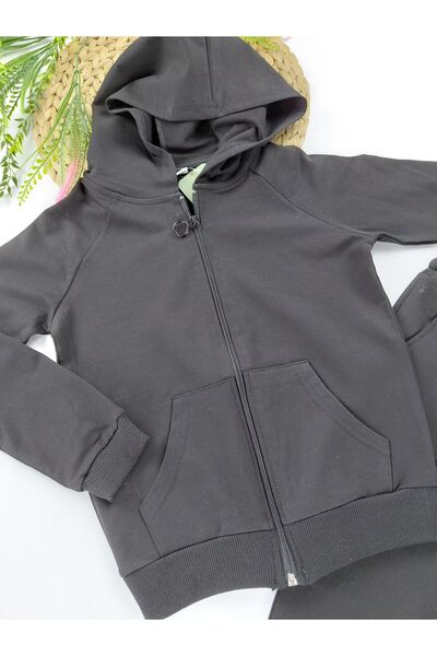 Butik Boys / Girls Zippered Hooded Tracksuit Set 2 Thread Inner Fleece Seasonal School Tracksuit Set