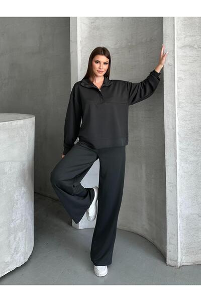 FERZOLAİO Relax Fit Half Zip Anthracite Tracksuit Set