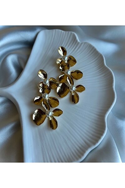 Rinea Gold Çelik Çiçek Küpe