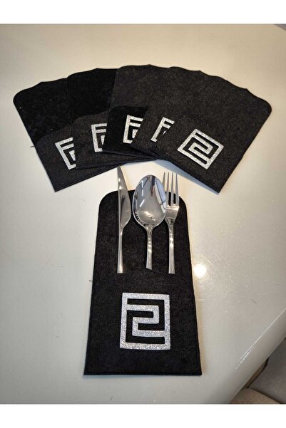 SEHARA 6 Pieces/Pocketed Spoon Rests/Velvet/Leather Embroidered/Leather Back/22.5X11Cm