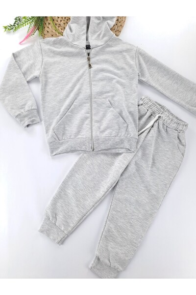 Butik Boys / Girls Zippered Hooded Tracksuit Set 2 Thread Non-Sharmond School Tracksuit Set Seasonal