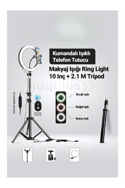 joyplus 10"inç Ring Light Youtuber Tiktok Çekim Işıklı Telefon Tutucu Influen...