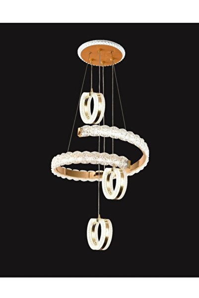 MİRLED AYDINLATMA Kristal Spiral Halkalı LED Avize – 3 Renk Kumandalı – Modern Tasarım – 2 Yıl Garantili