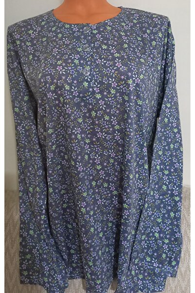 Anne Er Clothing Paper Print Combed Cotton Blouse 3 Buttons Long Sleeve Patterned