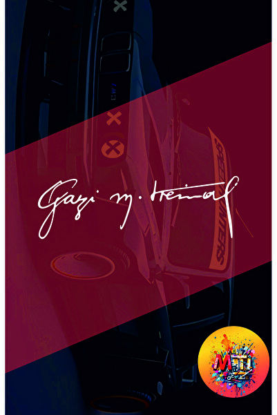 sticker Gazi Mustafa Kemal Atatürk İmza Oto Moto Araba 20 X 9 Cm Hologram Eti...