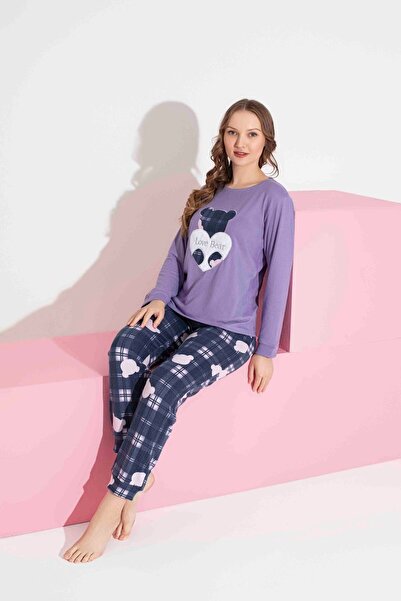 Tarık Women's Teddy Bear Patterned Thermal Fabric Pajama Set Mother-Daughter Combination Should Be Added to the Cart Individually.