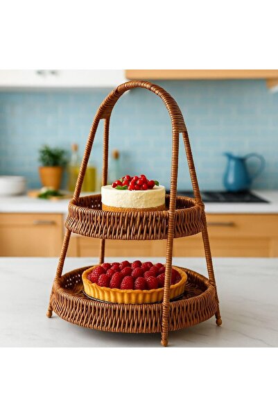 STOREMAX Wicker Serisi Hasır Örme 2 Katlı Sunumluk 978262