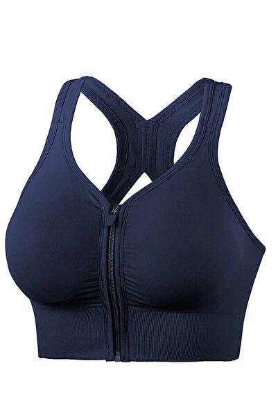 Fstyle Sports Bra with Zipper Control and Chest Shaper
