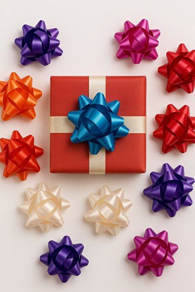 Emtory Home Kendinden Yapışkanlı Yıldız Fiyonk - Hediye Paketi Fiyonk - Hediy...