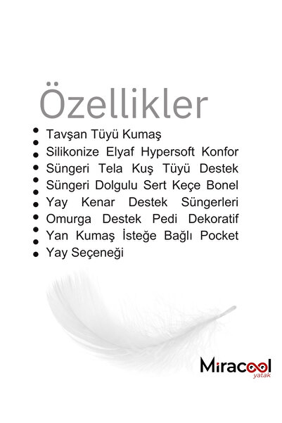 miracool Queen Pedli Yatak / Bonel Yay / Tavşan Tüyü Kumaş / Quenn Tek Kişilik Yaylı Ortopedik Yatak