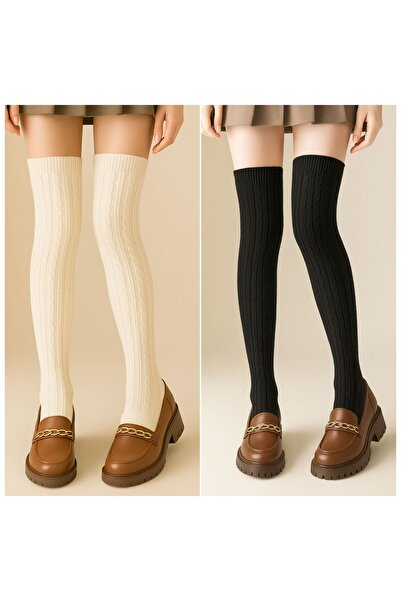 izaycollection 2 чифта дамски зимни вълнени чорапи до коляното