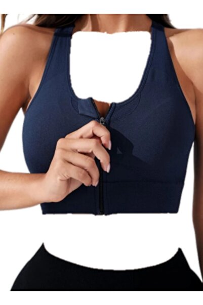 Fstyle Sports Bra with Zipper Control and Chest Shaper