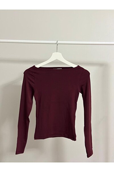 Butik Kadın Kayık Yaka Modal Pamuk Karışımlı Basic Body