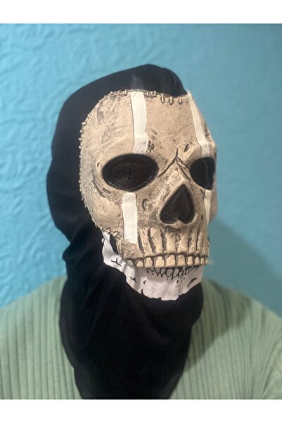 CN Gerçekçi Tam Başlıklı Kafatası Maskesi, Hareketli Çene - Siyah ve Beyaz So...