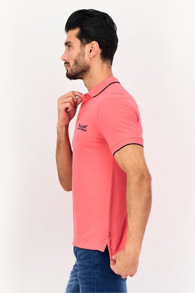Levi's Men Regular Fit Graphic Print Short Sleeves Polo Shirt, Fuchsia
