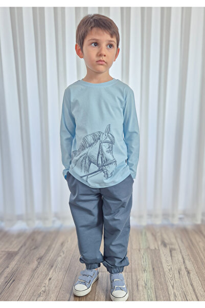 BALKABAĞI Σετ παιδικής φόρμας με μοτίβο αλόγου σε μπλε χρώμα