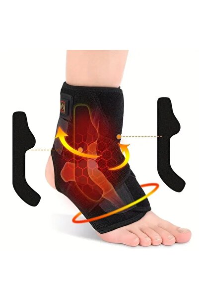 BGA 1 adet USB şarjlı ısıtmalı ayak bileği masaj bandajı, 3 sıcaklık modlu ıs...