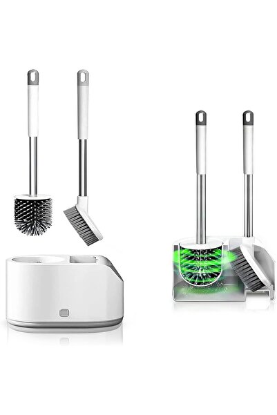 Haidue Silicone Toilet Brush with Holder – Rust-Free, Non-Slip Long Handle Bathroom Cleaner