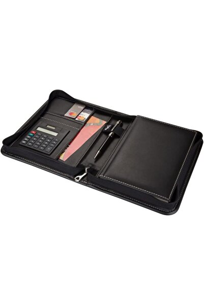 STOREMAX 5220 Ajanda TARİHSİZ 14x20 Kareli 160 Yaprak Defterli Hesap Makineli Fermuarlı Organizer,Siyah 1175