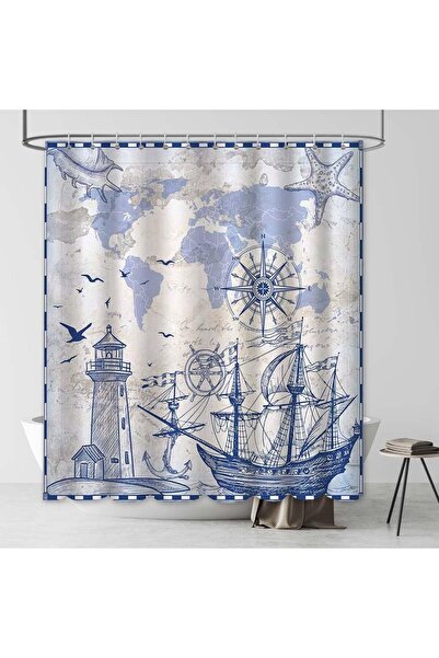 OEM Shower curtain, sailing, 180x180cm, 12 hooks