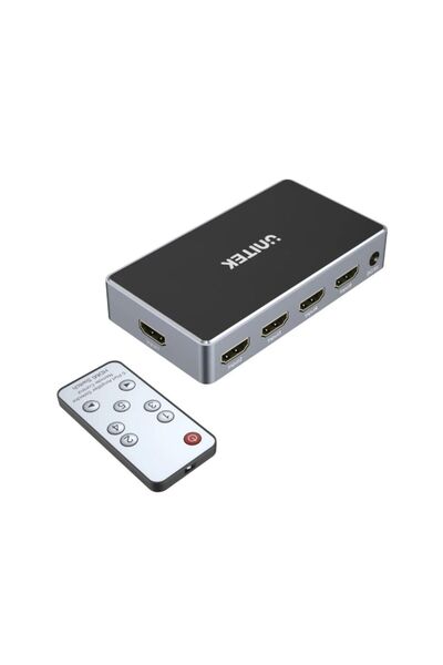 Unitek 4K HDMI Switch 5x1 – UHD, 3D, Dolby & DTS Support, Space Grey | V1110A