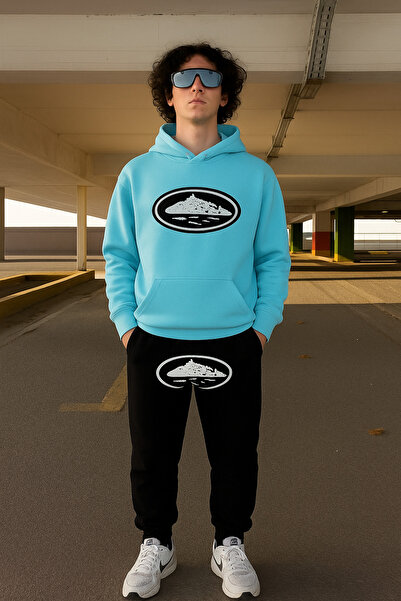 CLASSY.MODA طقم علوي وسفلي – سترة بغطاء للرأس وبنطلون رياضي – نمط رياضي للجنس...