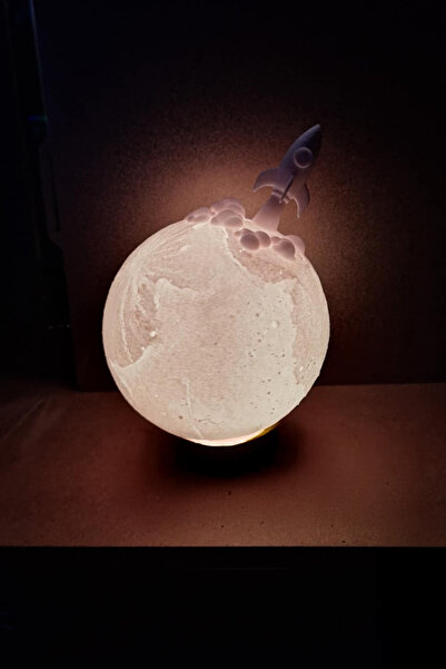 MEK Roket ve Ay Tasarımlı Gece Lambası Dekoratif Aydınlatma