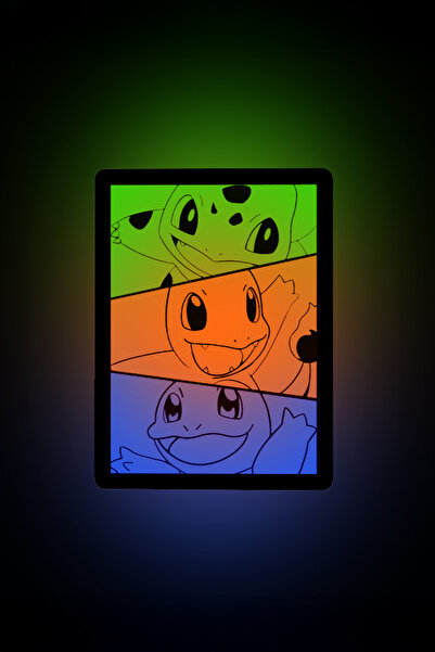 MEK Pokemon Başlangıç Karakterleri Tasarımlı Gece Lambası Dekoratif Aydınlatma
