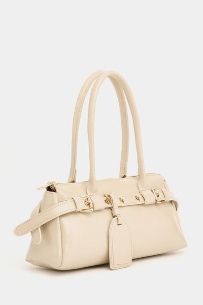 H&D COLLECTİON Mink Women's Double Buckle Belt Detailed Hand and Shoulder Bag