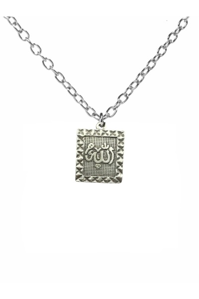 Herşey Nota Arabic Allah Written Tag Necklace – Unisex Design with 60 cm Chain, Zinc Plated