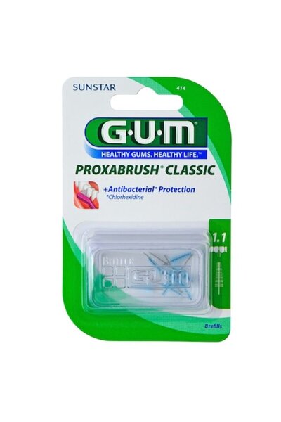 GUM Σετ 8 μεσοδόντιων βουρτσών, ProxaBrush, για βαθύ καθαρισμό, 1,1 mm με επεξεργασία χλωρεξιδίνης
