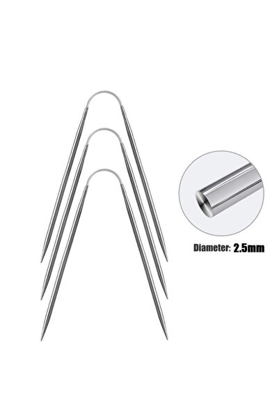 choice2 إبر الحياكة الدائرية مقاس 2.5 مم، مجموعة من 3 إبر حياكة دائرية معدنية للحياكة للأطفال