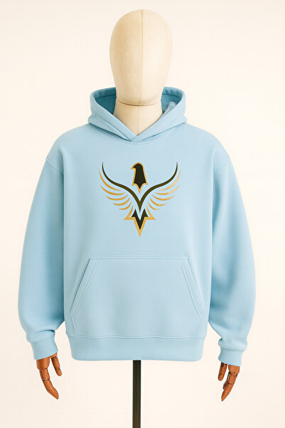 CLASSY.MODA Φούτερ με κουκούλα Unisex - Εκτύπωση με λογότυπο Eagle - 3 νήματα με ανάλαφρο χρώμα - Άνετο καθημερινό αθλητικό στυλ