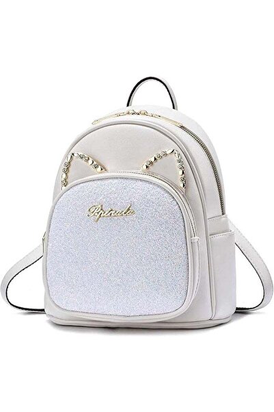 Generic Mini Backpack for Girls Cute Cat Ears Design Leather Women's Backpack Purse with Sequin Decoration