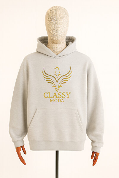 CLASSY.MODA Unisex Hooded Sweatshirt - Classy Moda Logo - 3 Thread Ruched - Comfortable Casual Sport Style