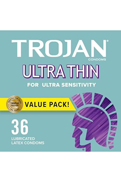 Trojan Комплект от 36 презерватива, Trojan, ултра тънки, латексови, ултра тън...
